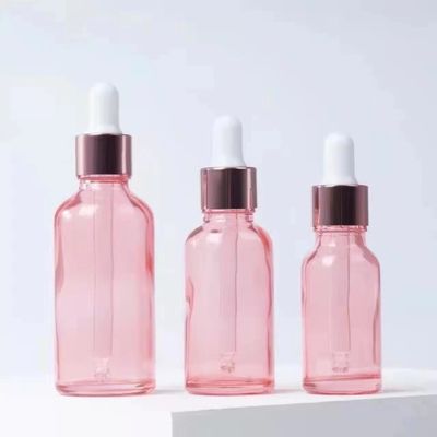 Pink Glass Essential Oil Dropper Bottle 50ml 100ml Empty 5000pcs