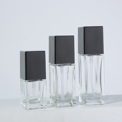 50ml Refillable Plastic Pump Bottle Transparent Square Liquid Foundation Essence