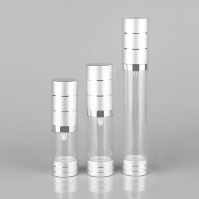 Aluminum Silver Airless Vacuum Pump Bottle Lotion Dispenser Plastic